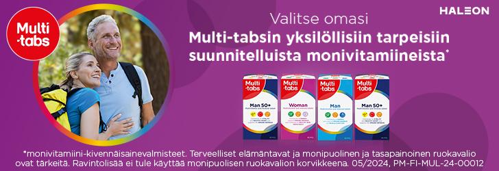 Multi-Tabs monivitamiini-kivennäisainevalmisteet.