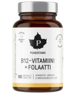 Puhdistamo B12-vitamiini + Folaatti, Vadelma 60 kaps