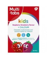 Multi-tabs Kids Monivitamiini + Kalsium Vadelma-Mansikka 60 purutablettia